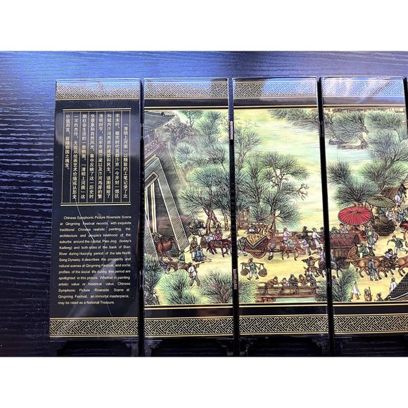 6 panel folding screen, Chinese Symphonic Picture Riverside Scene - Picture 14 of 15